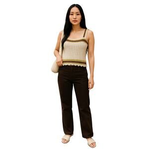 Marc New York Crochet Knit Tank Top Multicolor Boho Sleeveless M
